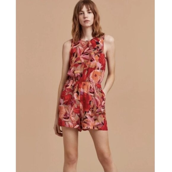 Aritzia Pants - Aritzia Wilfred 100% Silk Rive Floral Colourful Romper Size Small